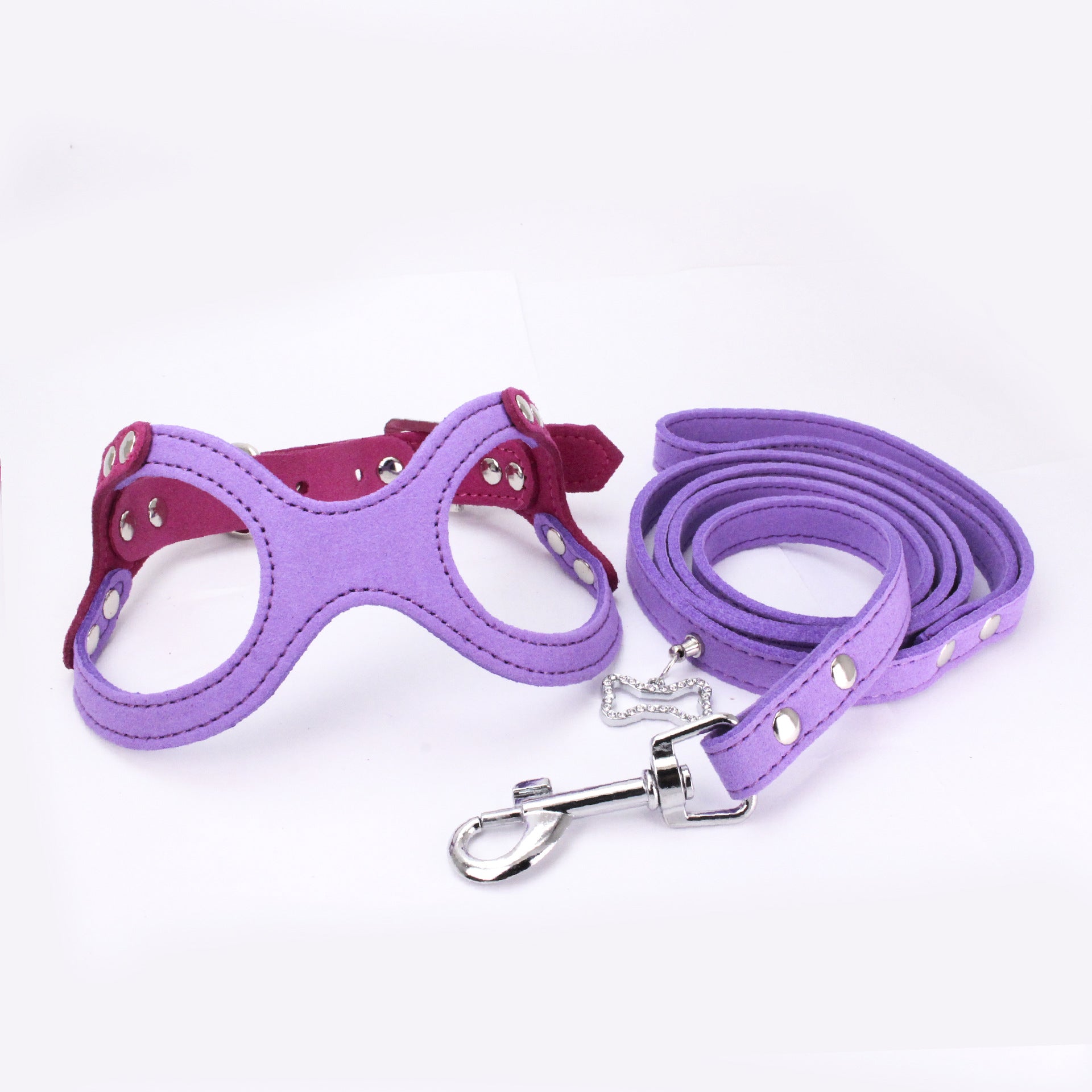 HKM-6471101 Spectacle Shaped Pet Chest Strap made of Korean Velvet with Zinc Alloy Hardware