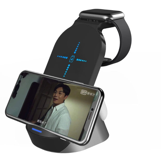 HKM-647123 15W Fast Wireless Charging Stand for Mobile Phones and Earphones, Type-C Interface, Black or White