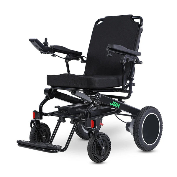 HKM-3338707 Folding Electric Wheelchair Dual 250W Motors 24V 24Ah Battery 12.4 Mile Range 330 lb Capacity Aluminum Frame