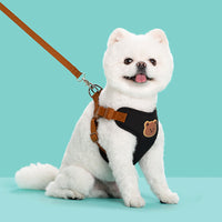 HKM-6471613 Bear Head Polyester Chest Strap Dog Leash - Red, Black, Green, Beige
