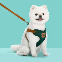HKM-6471613 Bear Head Polyester Chest Strap Dog Leash - Red, Black, Green, Beige