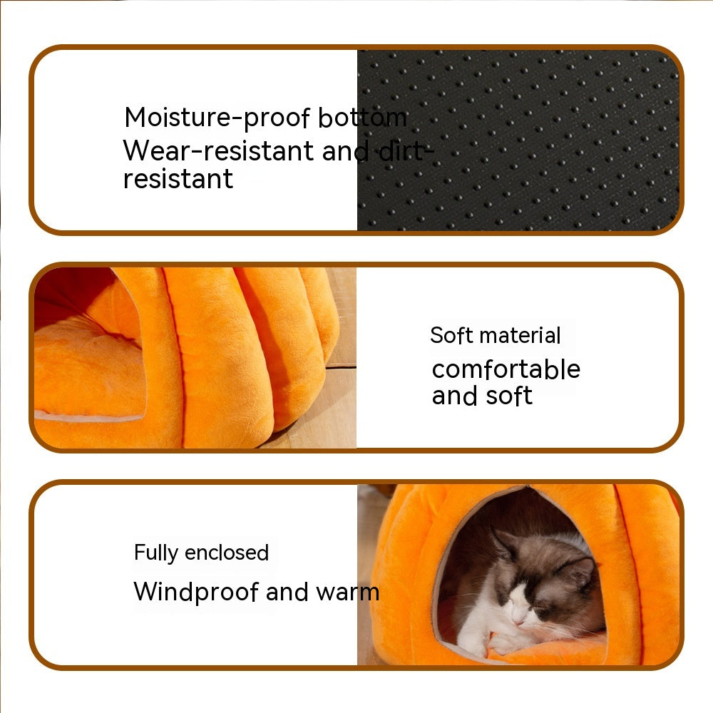 HKM-6471869 Semi-Enclosed Nest for Dogs and Cats in Orange, Peacock Blue, and Dark Gray - Small and Large Sizes Available