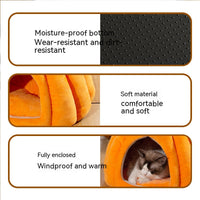 HKM-6471869 Semi-Enclosed Nest for Dogs and Cats in Orange, Peacock Blue, and Dark Gray - Small and Large Sizes Available