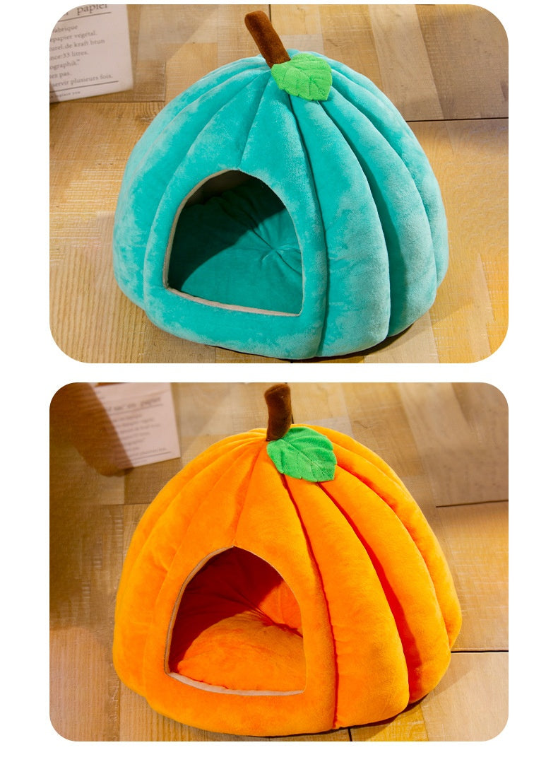 HKM-6471869 Semi-Enclosed Nest for Dogs and Cats in Orange, Peacock Blue, and Dark Gray - Small and Large Sizes Available