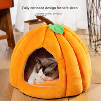 HKM-6471869 Semi-Enclosed Nest for Dogs and Cats in Orange, Peacock Blue, and Dark Gray - Small and Large Sizes Available