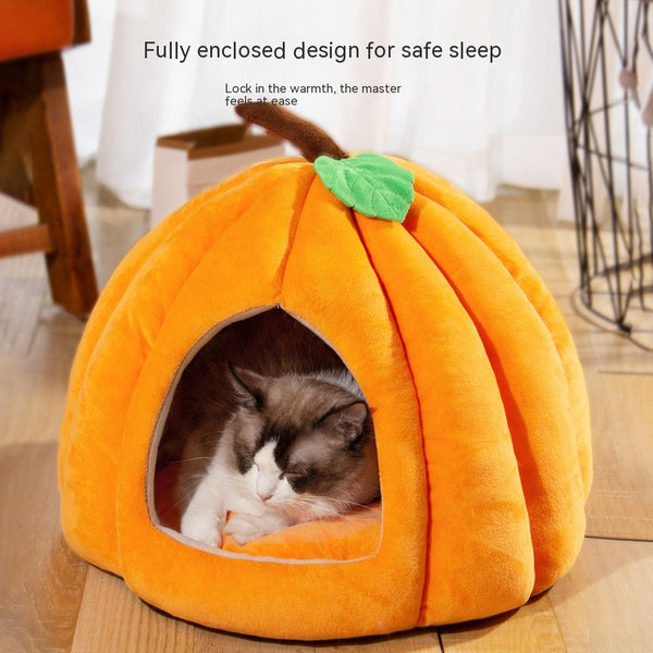 HKM-6471869 Semi-Enclosed Nest for Dogs and Cats in Orange, Peacock Blue, and Dark Gray - Small and Large Sizes Available