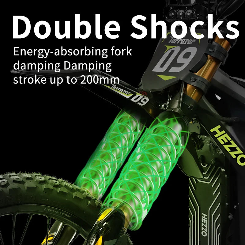 HKM-647187 72V 45Ah Electric Mountain Bike with 100KM/H Max Speed, Hydraulic Brakes, 150KM Range, Dual Batteries