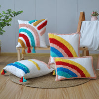 HKM-647251 Rainbow Tufted Pillowcase Collection - Embroidered Fashion Design in Multiple Sizes
