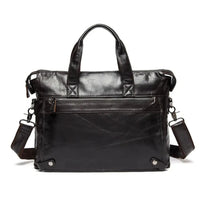 HKM-647315 Vintage Cowhide Leather Men's Shoulder Bag - Classic Briefcase for Office Use
