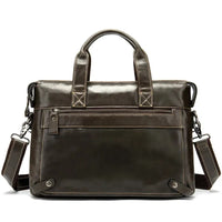 HKM-647315 Vintage Cowhide Leather Men's Shoulder Bag - Classic Briefcase for Office Use
