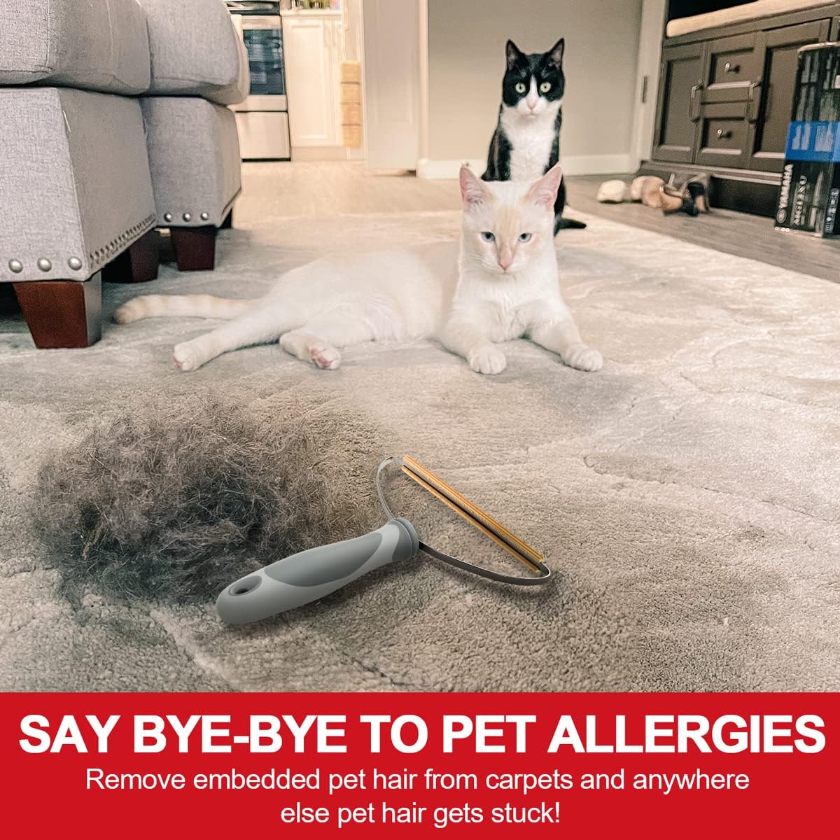 HKM-6473405 Portable Pet Hair Remover Tool for Effective Fur and Lint Removal on Furniture, Carpets, and Upholstery
