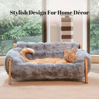 HKM-6475837 Wooden Cat Sofa with Removable Washable Cotton Cover for All-Season Comfort