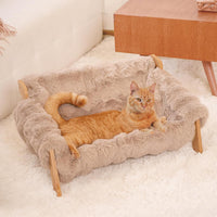 HKM-6475837 Wooden Cat Sofa with Removable Washable Cotton Cover for All-Season Comfort