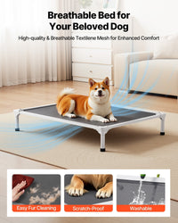 HKM-6476221 Elevated Dog Bed for Large Dogs - Portable Raised Dog Cot with Breathable Teslin Mesh and Aluminum Frame