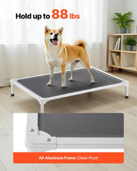 HKM-6476221 Elevated Dog Bed for Large Dogs - Portable Raised Dog Cot with Breathable Teslin Mesh and Aluminum Frame