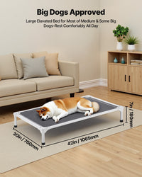 HKM-6476221 Elevated Dog Bed for Large Dogs - Portable Raised Dog Cot with Breathable Teslin Mesh and Aluminum Frame