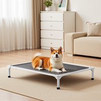 HKM-6476221 Elevated Dog Bed for Large Dogs - Portable Raised Dog Cot with Breathable Teslin Mesh and Aluminum Frame