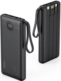 HKM-647635 Slim Multi-Device Power Bank with Built-in Cables - 10000mAh Capacity, LED Display, Charge 5 Devices