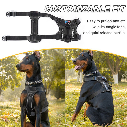 HKM-6476861 Reflective Tactical Pet Chest Strap with Shock Absorption and Traction Rope - Multiple Colors and Sizes Available