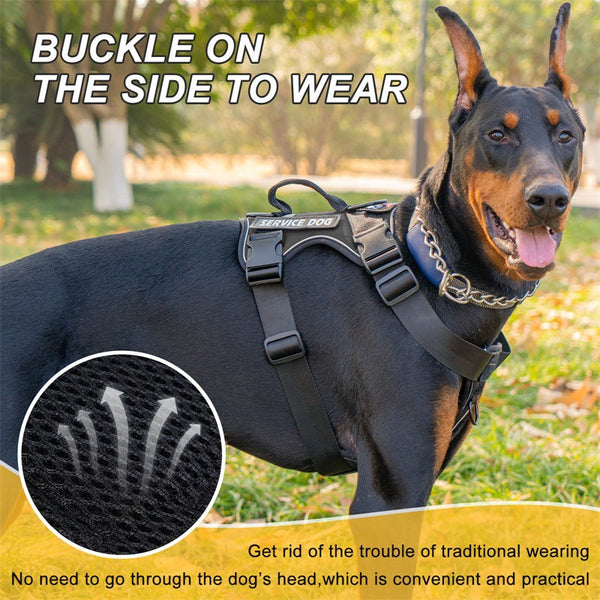 HKM-6476861 Reflective Tactical Pet Chest Strap with Shock Absorption and Traction Rope - Multiple Colors and Sizes Available