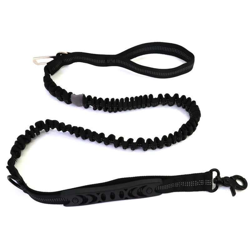 HKM-6477373 Nylon Outdoor Dog Walking Leash with Sports Belt Attachment - Black, 30x20x4cm