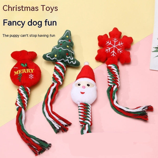 HKM-6479933 Festive Cartoon Dog Training Toys for Teeth Cleaning and Biting - Holiday Themes