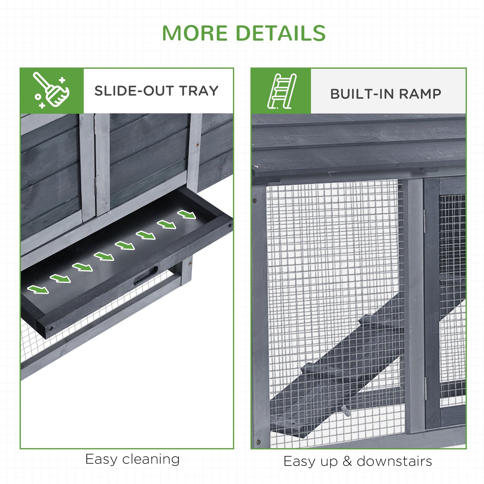 HKM-6481213 Compact 59" Elevated Chicken Coop with Nesting Box and Run, Suitable for Small Hens