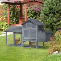 HKM-6481213 Compact 59" Elevated Chicken Coop with Nesting Box and Run, Suitable for Small Hens