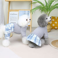HKM-6482109 Wool Fabric Casual Dog Skirt and Pant Suit Set, Warm Pet Clothing