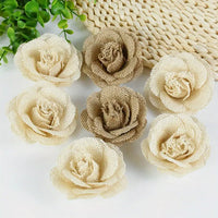 HKM-648211 Natural Linen Azalea Rose Flower Decoration for Hats, Shoes, and Clothing Accessories