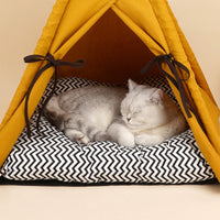 HKM-6482365 Sunset Yellow Cat Tent - Removable & Washable Semi-enclosed Bed for All Seasons