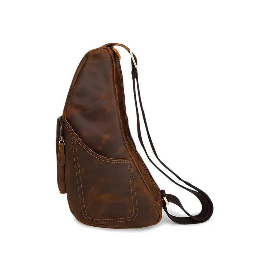 HKM-648275 Handmade Leather Crossbody Bag for Men - Vintage Style Chest Bag
