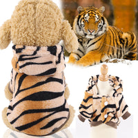 HKM-6483901 Cozy Coral Fleece Dog and Cat Clothes - Flannel Dinosaur & Tiger Designs, Multiple Sizes Available
