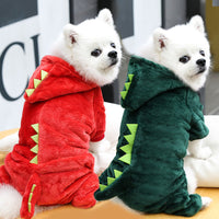 HKM-6483901 Cozy Coral Fleece Dog and Cat Clothes - Flannel Dinosaur & Tiger Designs, Multiple Sizes Available
