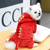 HKM-6483901 Cozy Coral Fleece Dog and Cat Clothes - Flannel Dinosaur & Tiger Designs, Multiple Sizes Available