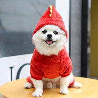 HKM-6483901 Cozy Coral Fleece Dog and Cat Clothes - Flannel Dinosaur & Tiger Designs, Multiple Sizes Available