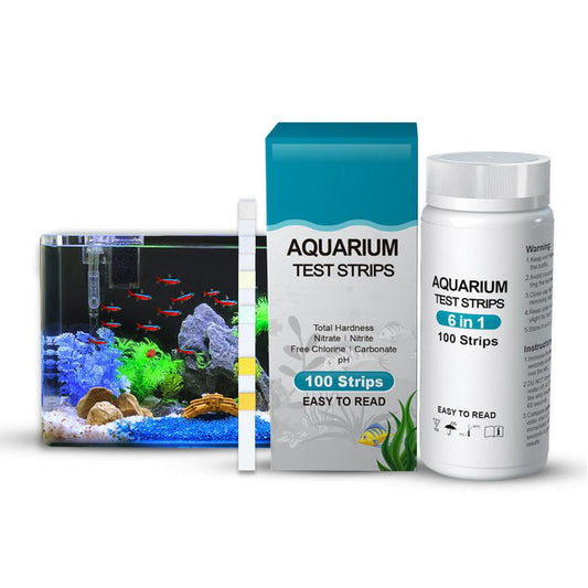 HKM-648403 Six-in-One Aquarium Water Quality Testing Strips for Total Hardness, Nitrate, Nitrite, Chlorine, Carbonates, and pH