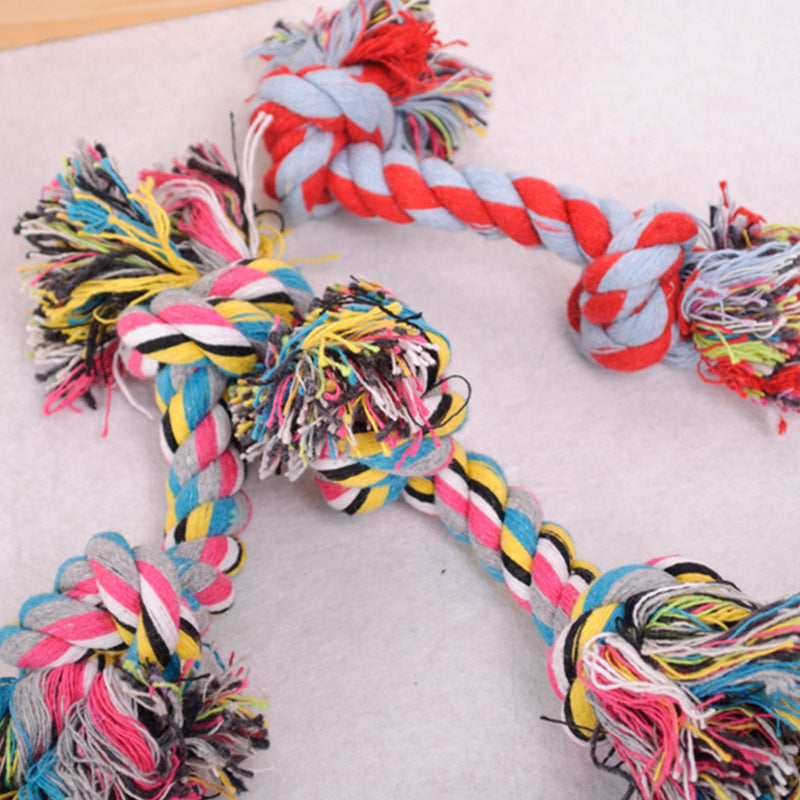 HKM-6484157 Colorful Cotton Rope Dog Chew Toy for Pet Dental Health