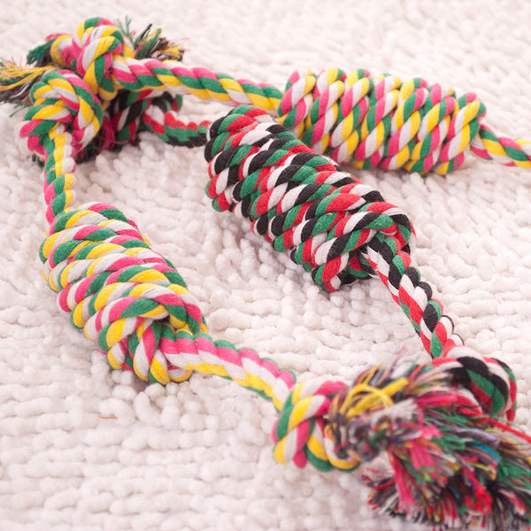 HKM-6484157 Colorful Cotton Rope Dog Chew Toy for Pet Dental Health