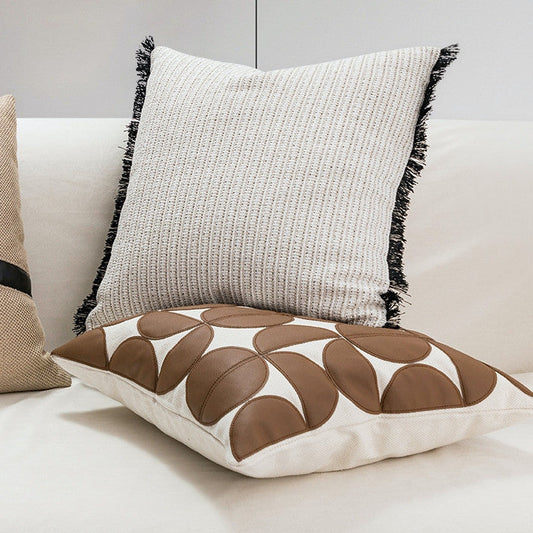 HKM-648531 Nordic Geometric Abstract PU Leather Cushion Cover - Modern Design for Living Room, 45x45cm and 30x50cm