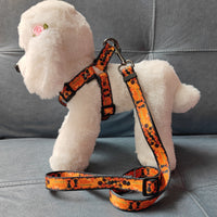 HKM-648595 Halloween Dog Print Harness and Leash Set with Collar, Polyester Material, Multiple Sizes Available