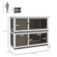 HKM-6486973 Dual-Level Rabbit Hutch with Waterproof Ramp and Outdoor Protection
