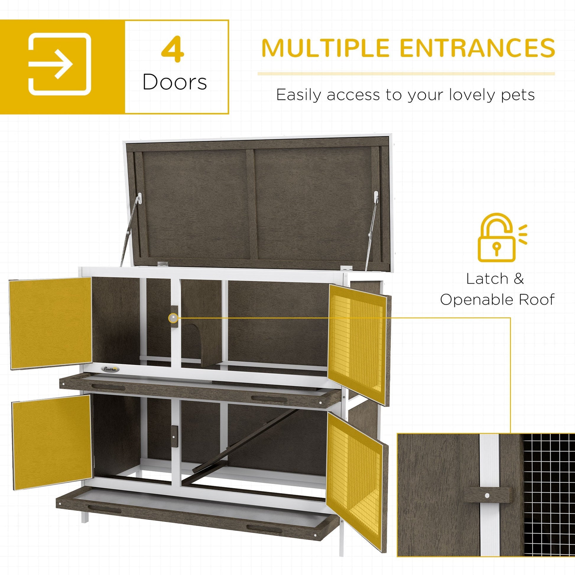 HKM-6486973 Dual-Level Rabbit Hutch with Waterproof Ramp and Outdoor Protection