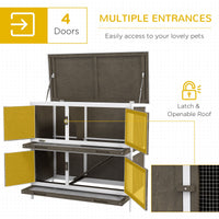 HKM-6486973 Dual-Level Rabbit Hutch with Waterproof Ramp and Outdoor Protection