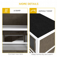 HKM-6486973 Dual-Level Rabbit Hutch with Waterproof Ramp and Outdoor Protection