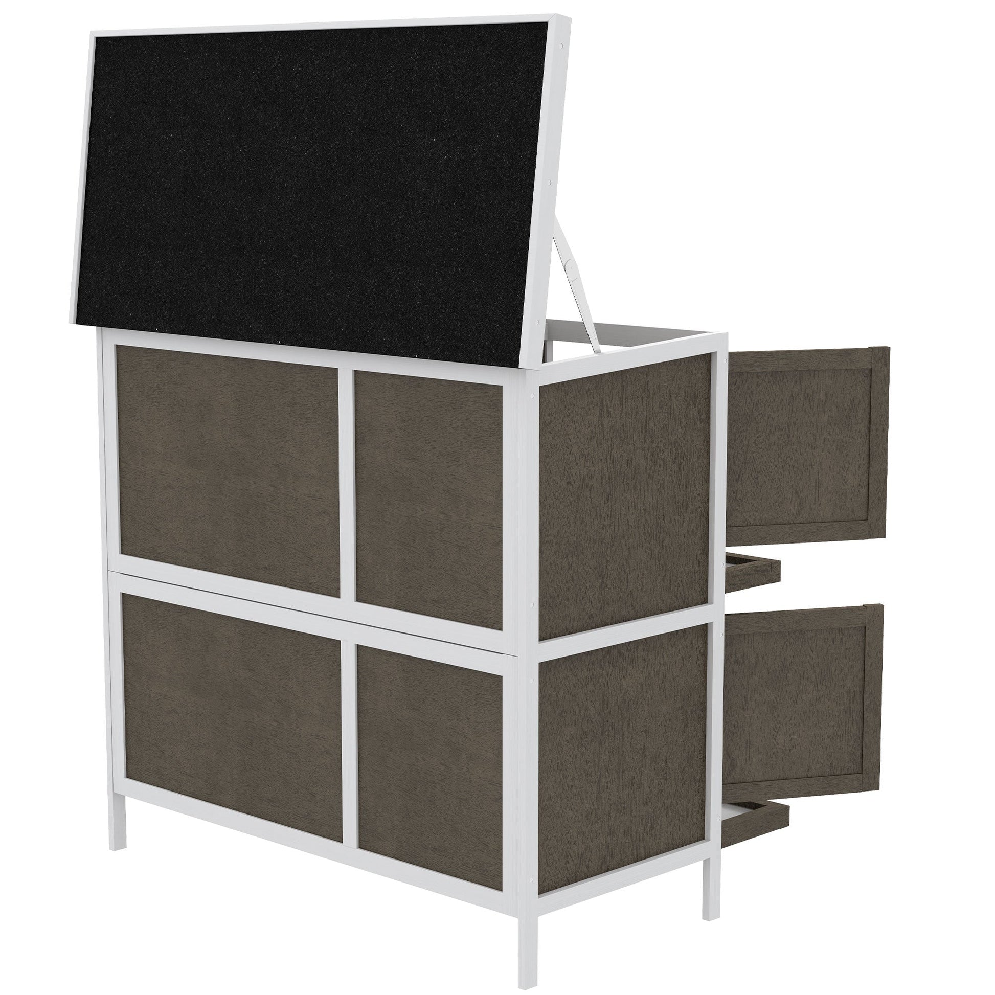 HKM-6486973 Dual-Level Rabbit Hutch with Waterproof Ramp and Outdoor Protection