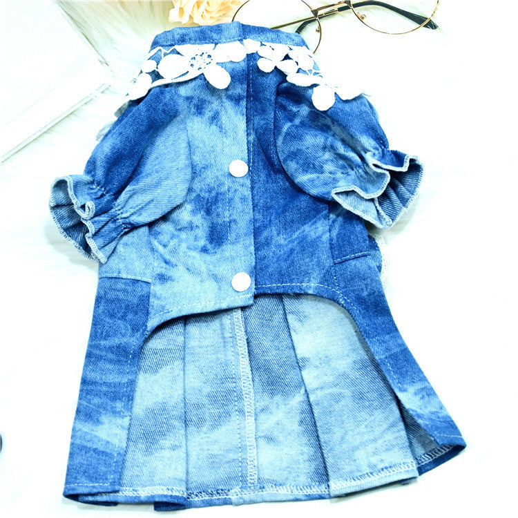 HKM-6490685 Stylish Thin Breathable Denim Pet Skirt for Female Pets