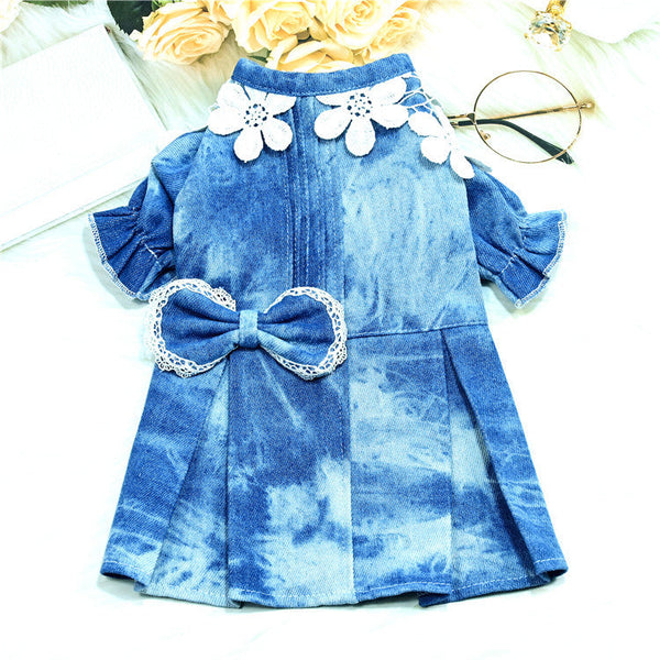 HKM-6490685 Stylish Thin Breathable Denim Pet Skirt for Female Pets