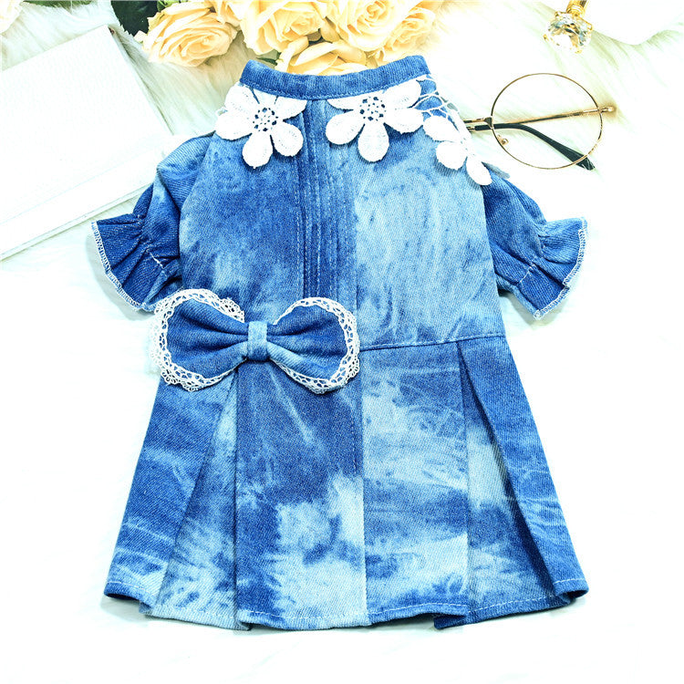 HKM-6490685 Stylish Thin Breathable Denim Pet Skirt for Female Pets