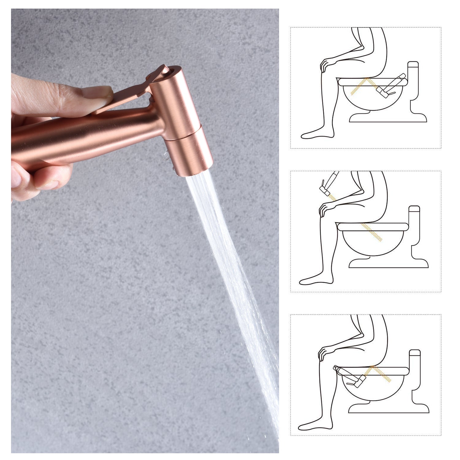HKM-6490941 Handheld Bidet Sprayer Kit with Stainless Steel Hose for Cleaning and Pet Bathing